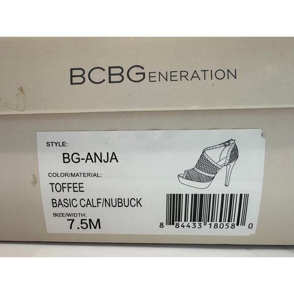 BCBGeneration Peep Toe Ankle Strap Stilettos, Toffee, Basic Calf/Nubuck, 7.5M - Picture 10 of 10